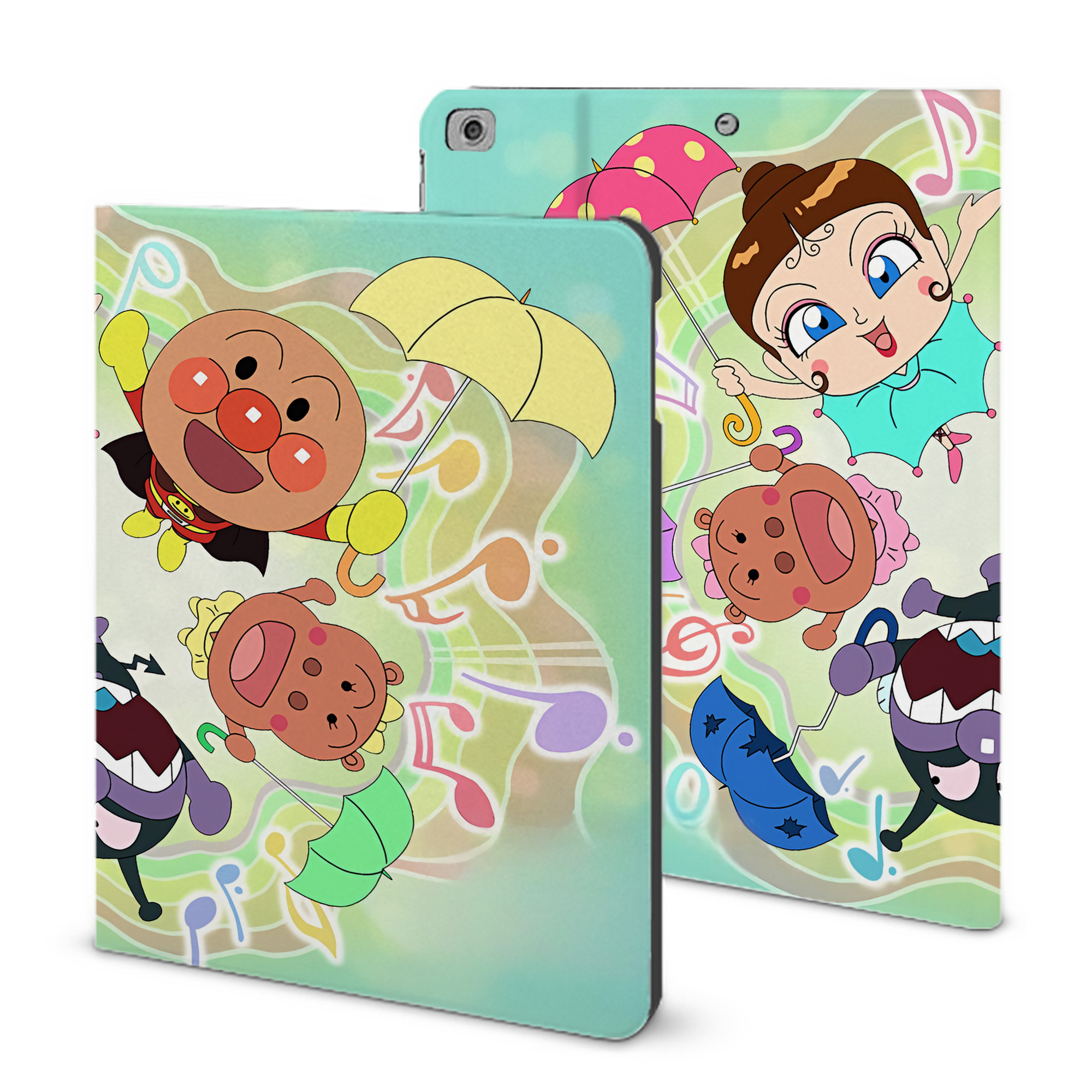（画像用） アンパンマン Anpanman IPad ケース ブック型 PUレザー TPU 耐衝撃 軽量 薄型 ペン収納なし 全面保護 IPad 各モデル対応